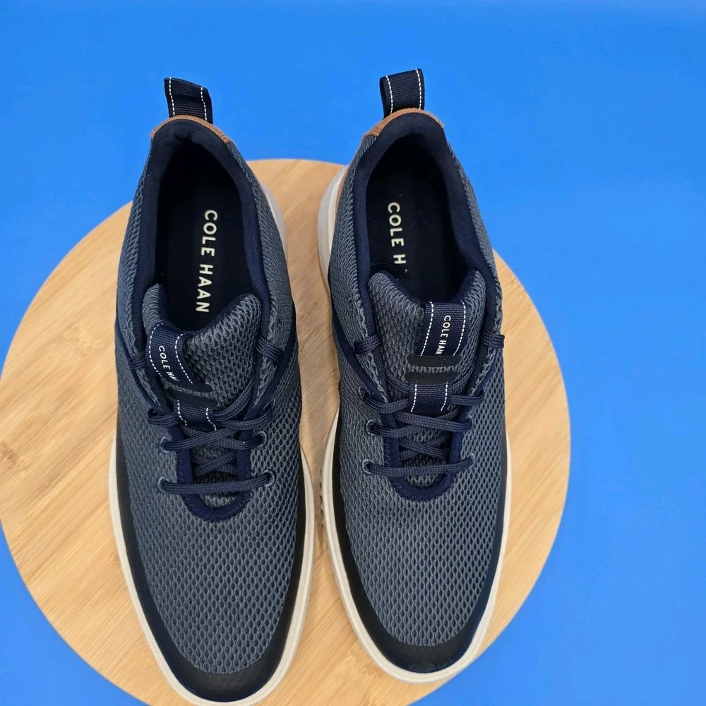 Cole Haan Mens Grand+ Hybrid Sneakers 9.5 Navy Mesh & Suede Comfort‎ Shoes NWOB